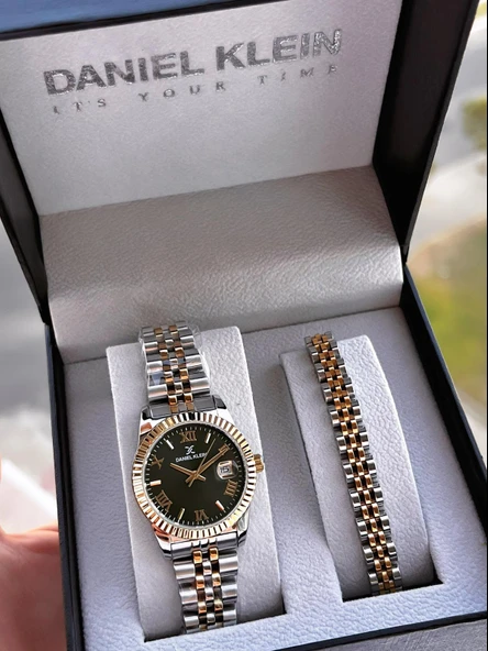Daniel Klein Vip Seri Çelik Kordon Ve Çelik Bileklik Hediyeli 2 Yıl Garantili Cift Saati CF.10887C3 - Resim 5
