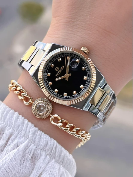 Homies Çelik Kordon 2 Yıl Garantili 30 Mt Suya Dayanıklı Kadın Kol Saati+Bileklik HM.26S01.4 ürün görseli