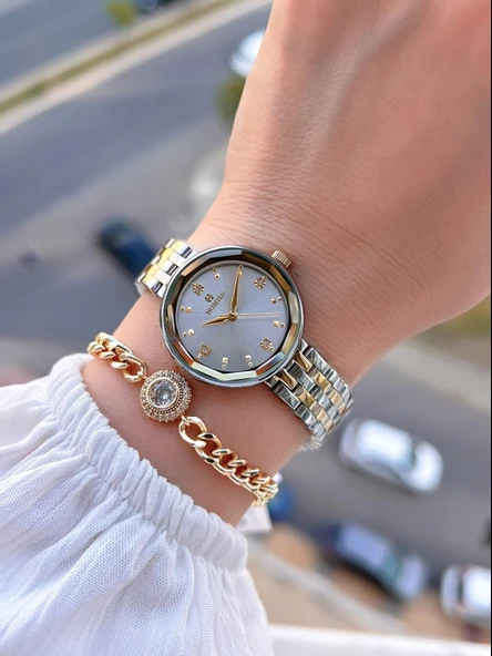 Homies Çelik Kordon 2 Yıl Garantili 30 Mt Suya Dayanıklı Kadın Kol Saati+Bileklik HM.B255005S.3 - Resim 2