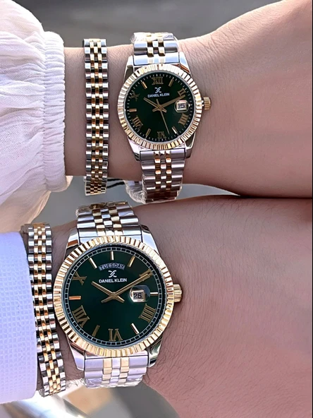 Daniel Klein Vip Seri Çelik Kordon Ve Çelik Bileklik Hediyeli 2 Yıl Garantili Cift Saati CF.10887C3 ürün görseli
