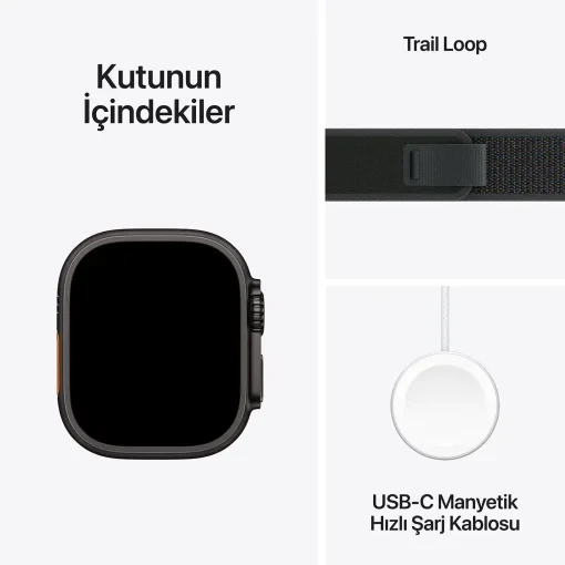 Apple Watch Ultra 2 Gps + Cellular 49mm Siyah Titanium Kasa / Siyah Trial Loop S/M - 3