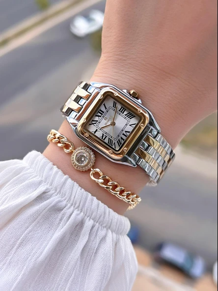 Homies Çelik Kordon 2 Yıl Garantili 30 Mt Suya Dayanıklı Kadın Kol Saati+Bileklik HM.B0146S2 - Resim 2