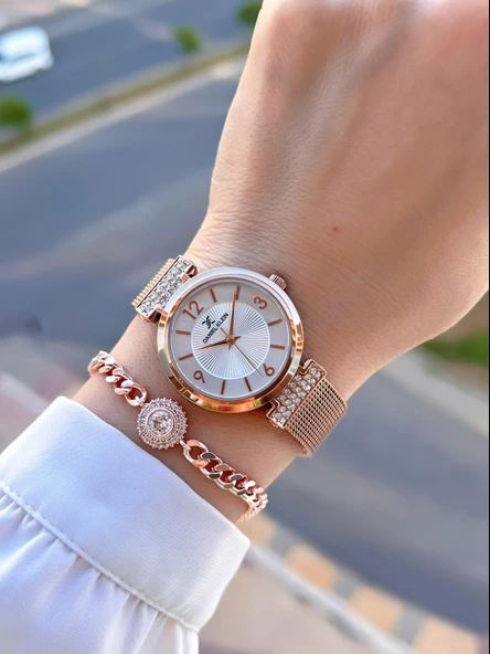 Daniel Klein Çelik Kordon 30 Mt Suya Dayanıklı Kadın Kol Saati+Bileklik BYN.13966.5 - Resim 2