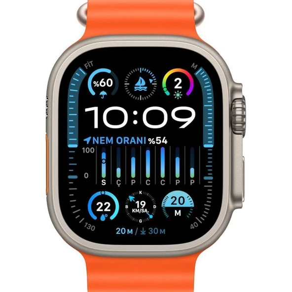 Apple Watch Ultra 2 GPS + Cellular 49mm Natürel Titanyum Kasa ve Turuncu-Ocean Kordon Akıllı Saat - Resim 2