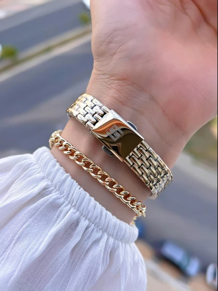 Homies Çelik Kordon 2 Yıl Garantili 30 Mt Suya Dayanıklı Kadın Kol Saati+Bileklik HM.B60S01.2 - Resim 3