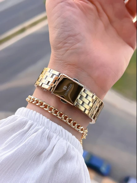 Homies Çelik Kordon 2 Yıl Garantili 30 Mt Suya Dayanıklı Kadın Kol Saati+Bileklik HM.B0146S1 - Resim 3