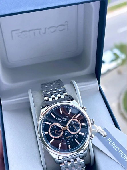 Ferrucci Çelik Kordon İç Fonksiyonları Aktif 30 Mt Suya Dayanıklı Erkek Kol Saati F.FG03550.04 - Resim 4