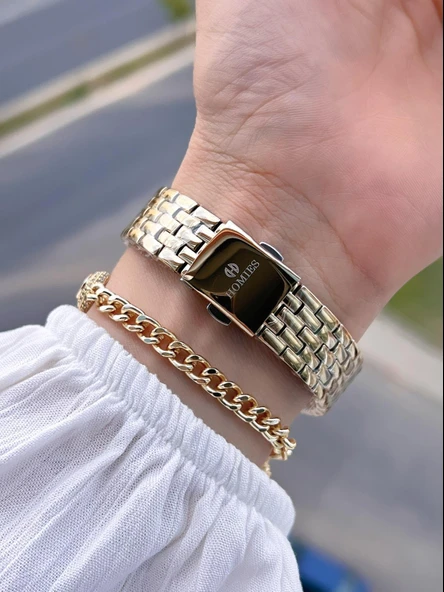 Homies Çelik Kordon 2 Yıl Garantili 30 Mt Suya Dayanıklı Kadın Kol Saati+Bileklik HM.B25531S2 - 3