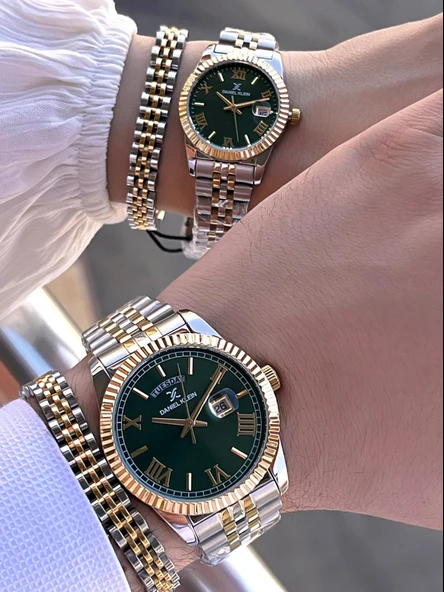 Daniel Klein Vip Seri Çelik Kordon Ve Çelik Bileklik Hediyeli 2 Yıl Garantili Cift Saati CF.10887C3 - Resim 2