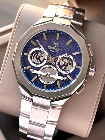 Reward Çelik Kordon 2 Yıl Garantili 5 Atm Suya Dayanıklı İç Fonksiyonları Aktif Erkek Kol Saati RE23 - Resim 3