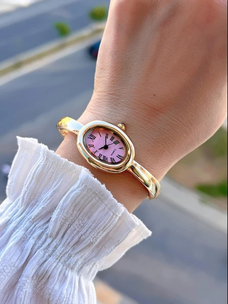 Coliseum Çelik Kordon Cartier Model Elips (Oval) Tasarım Kadın Kol Saati FG.CRT.004 - Resim 2