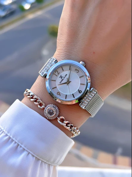 Daniel Klein Çelik Kordon 30 Mt Suya Dayanıklı Kadın Kol Saati+Bileklik BYN.13966.1 - Resim 2