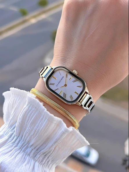 U.S.POLO ASSN Çelik Kordon 3 Atm Suya Dayanıklı Kadın Kol Saati+Bileklik Hediyeli USPA.2111.M04 - Resim 3