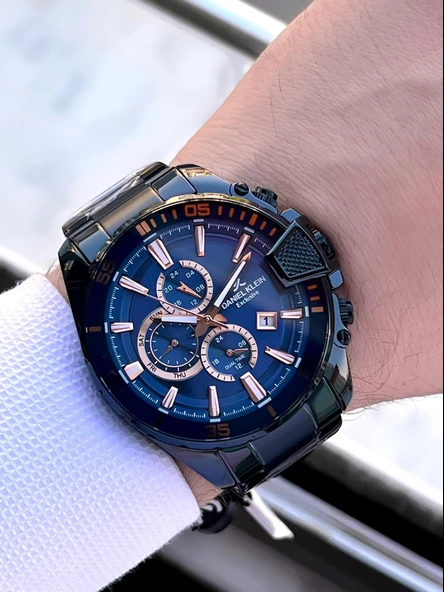 Daniel Klein Çelik Kordon Kronometreli Kadran Tasarımı 5 Atm Suya Dayanıklı Erkek Kol Saati 10034.N6 - Resim 2