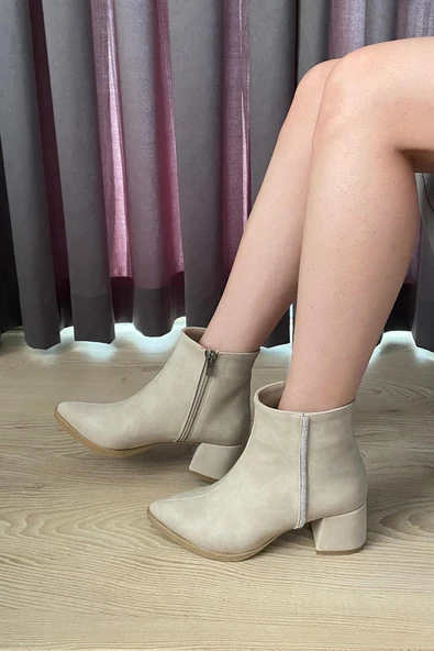 Kadın York Kırem Zümrüt Yandan Taşlı ( 6 cm ) Topuklu Sivri Burun Bot - 4