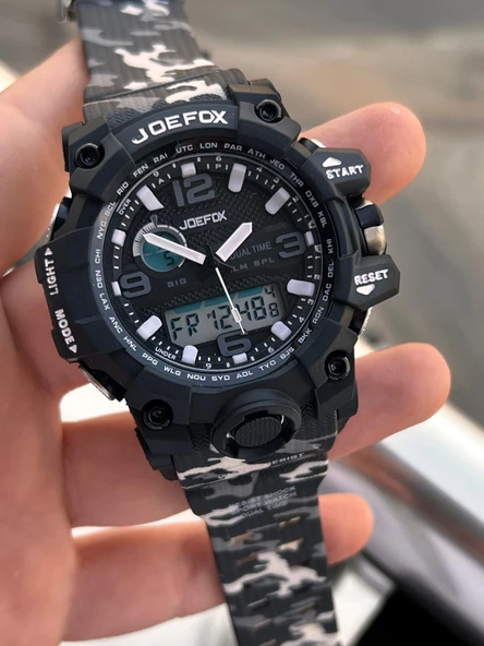 Joefox Digital Ve Analog 2 Yıl Garantili Kronmetre+Takvim+Alarm+Aydınlatma Erkek Kol Saati JOE.BK14 - Resim 2