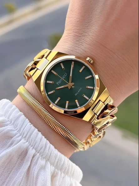 Ferrucci Çelik Kordon 2 Yıl Garantili 3 Atm Suya Dayanıklı Kadın Kol Saati+Bileklik BFC.03588.05 ürün görseli