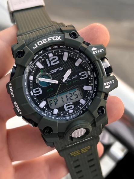 Joefox Digital Ve Analog 2 Yıl Garantili Kronmetre+Takvim+Alarm+Aydınlatma Erkek Kol Saati JOE.BK09 - Resim 2