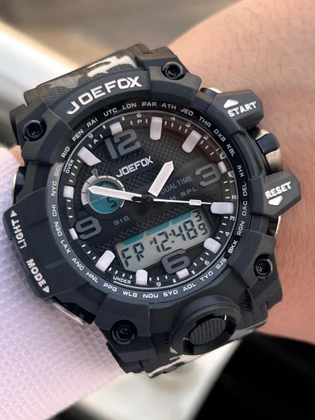 Joefox Digital Ve Analog 2 Yıl Garantili Kronmetre+Takvim+Alarm+Aydınlatma Erkek Kol Saati JOE.BK14 ürün görseli