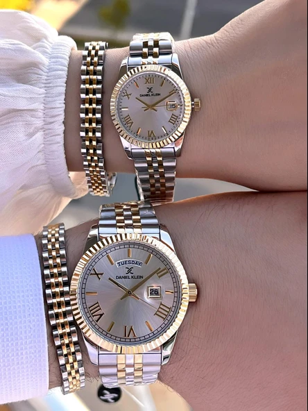 Daniel Klein Vip Seri Çelik Kordon Ve Çelik Bileklik Hediyeli 2 Yıl Garantili Cift Saati CF.10887C2 ürün görseli