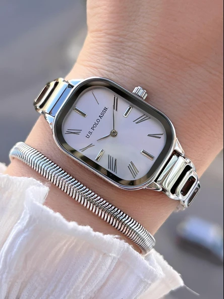 U.S.POLO ASSN Çelik Kordon 3 Atm Suya Dayanıklı Kadın Kol Saati+Bileklik Hediyeli USPA.2111.M01 ürün görseli