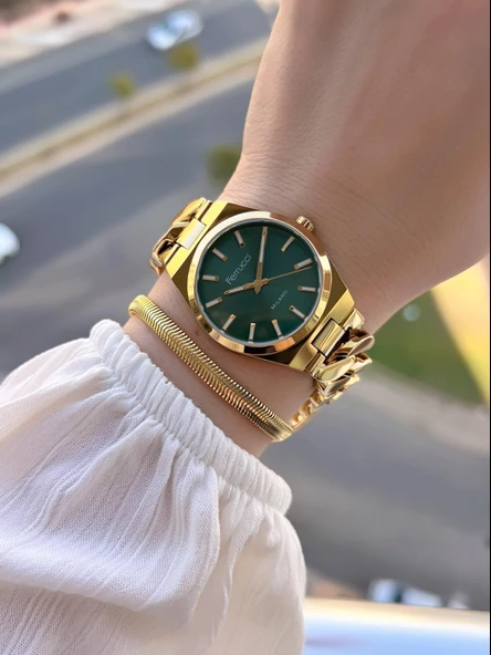 Ferrucci Çelik Kordon 2 Yıl Garantili 3 Atm Suya Dayanıklı Kadın Kol Saati+Bileklik BFC.03588.05 - Resim 2