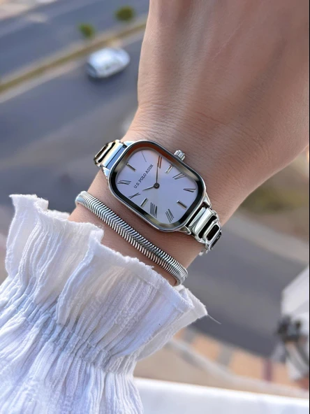 U.S.POLO ASSN Çelik Kordon 3 Atm Suya Dayanıklı Kadın Kol Saati+Bileklik Hediyeli USPA.2111.M01 - Resim 2