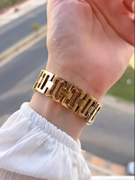 Dice Kayek Zincirli Kordon Köşeli Özel Tasarım 2 Yıl Garantili Kadın Kol Saati+Bileklik AG1383.06 - Resim 4