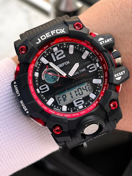 Joefox Digital Ve Analog 2 Yıl Garantili Kronmetre+Takvim+Alarm+Aydınlatma Erkek Kol Saati JOE.BK16 ürün görseli