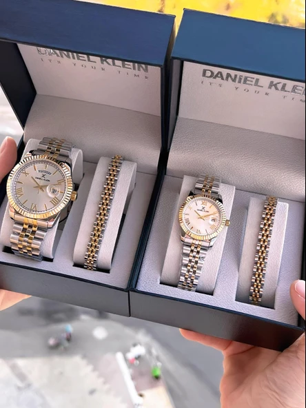 Daniel Klein Vip Seri Çelik Kordon Ve Çelik Bileklik Hediyeli 2 Yıl Garantili Cift Saati CF.10887C2 - Resim 6