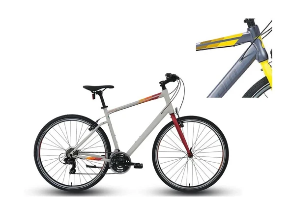 CARRARO SPORTIVE 321 ERKEK ŞEHİR BİSİKLETİ 520H V 28 JANT 21 VİTES MAT ANTRASİT SARI KOYU SARI ürün görseli