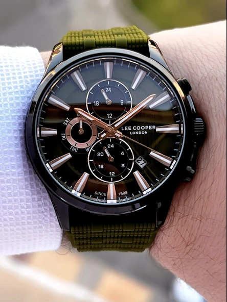 Lee Cooper Silikon Kordon İç Fonksiyonları Aktif 5 Atm Suya Dayanıklı Erkek Kol Saati ELC.08183.675 - Resim 3