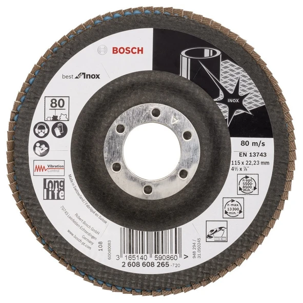 BOSCH Best For Inox 115 mm 80 K Flap Disk ürün görseli 1
