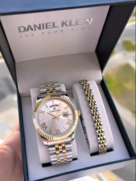 Daniel Klein Vip Seri Çelik Kordon Ve Çelik Bileklik Hediyeli 2 Yıl Garantili Cift Saati CF.10887C2 - Resim 4