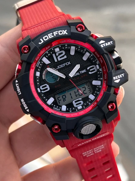 Joefox Digital Ve Analog 2 Yıl Garantili Kronmetre+Takvim+Alarm+Aydınlatma Erkek Kol Saati JOE.BK18 - Resim 2