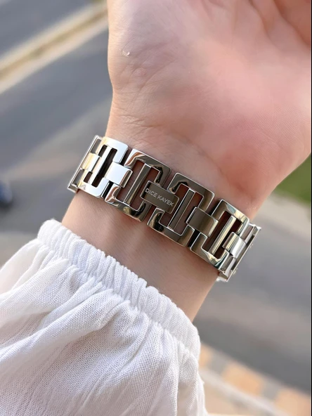 Dice Kayek Zincirli Kordon Köşeli Özel Tasarım 2 Yıl Garantili Kadın Kol Saati+Bileklik AG1383.05 - Resim 4