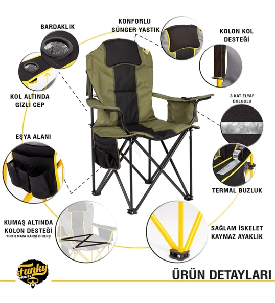 Big Boy Katlanabilir XL Kamp Sandalyesi-Haki - Resim 4