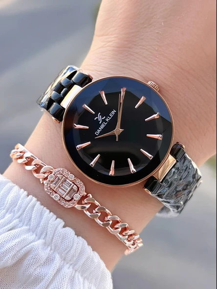 Daniel Klein Özel Kesme Camlı 3 Atm Suya Dayanıklı 2 Yıl Garantili Kadın Kol Saati+Bileklik V92601.5 ürün görseli