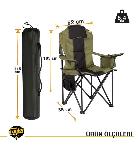 Big Boy Katlanabilir XL Kamp Sandalyesi-Haki - Resim 5