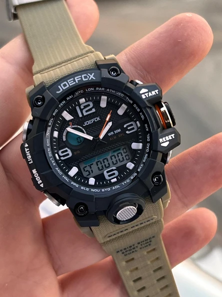 Joefox Digital Ve Analog 2 Yıl Garantili Kronmetre+Takvim+Alarm+Aydınlatma Erkek Kol Saati JOE.BK13 - Resim 2