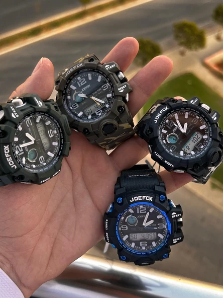 Joefox Digital Ve Analog 2 Yıl Garantili Kronmetre+Takvim+Alarm+Aydınlatma Erkek Kol Saati JOE.BK16 - Resim 3