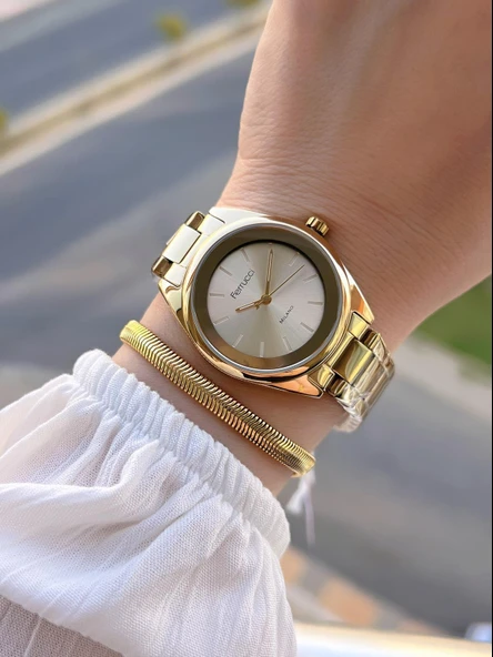 Ferrucci Çelik Kordon 2 Yıl Garantili 3 Atm Suya Dayanıklı Kadın Kol Saati+Bileklik BFC.03435.05 - Resim 2