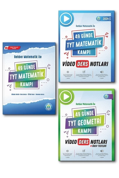 REHBER MATEMATİK YAYINLARI 49 Günde Tyt Matematik - Geometri Video Ders Notları Kampı 3lü Set