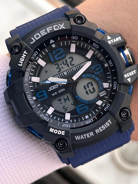 Joefox Digital Ve Analog 2 Yıl Garantili Kronmetre+Takvim+Alarm+Aydınlatma Erkek Kol Saati JOE.BK06 ürün görseli
