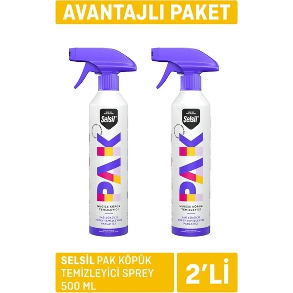 Selsil Pak Mucize Köpük Temizleyici Sprey 500 ml x 2 Adet ürün görseli