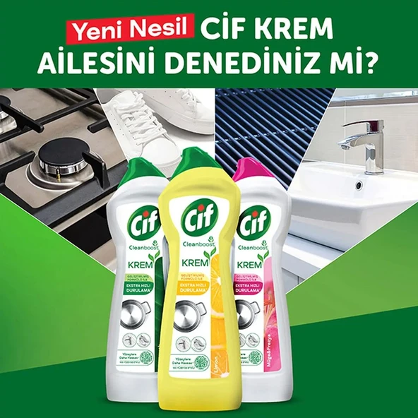 Cif Krem Yeni Nesil Yüzey Temizleyici Amonyak 750 ml X4 - Resim 3