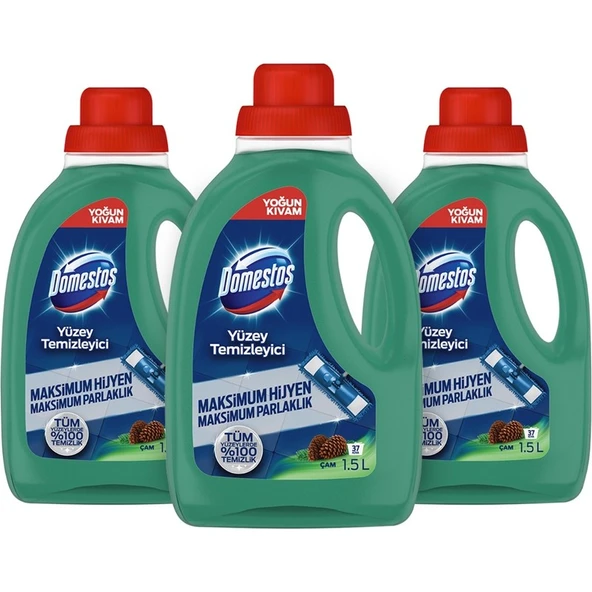 Domestos Yüzey Temizleyici Çam Maksimum Hijyen Tüm Yüzeyler için Yüzey Temizleyici 1500 ml x3 - Resim 2