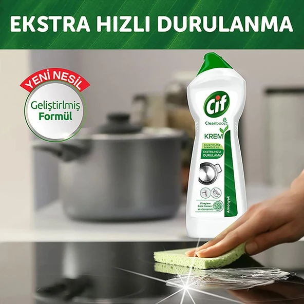Cif Krem Yeni Nesil Yüzey Temizleyici Amonyak 750 ml X4 - Resim 5