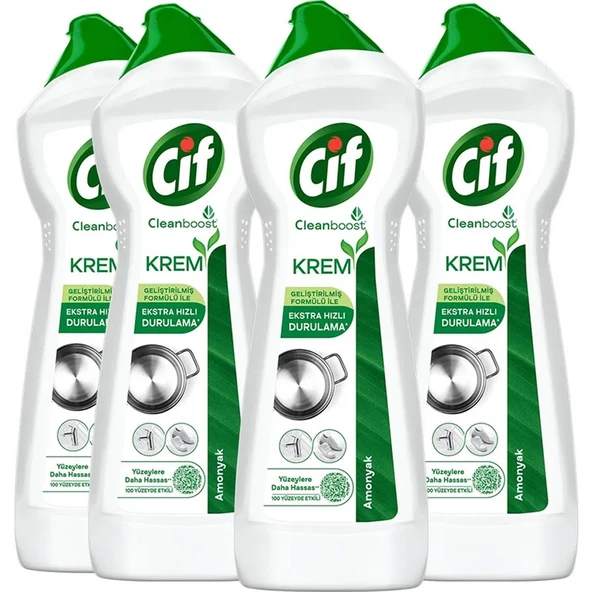 Cif Krem Yeni Nesil Yüzey Temizleyici Amonyak 750 ml X4 - Resim 2