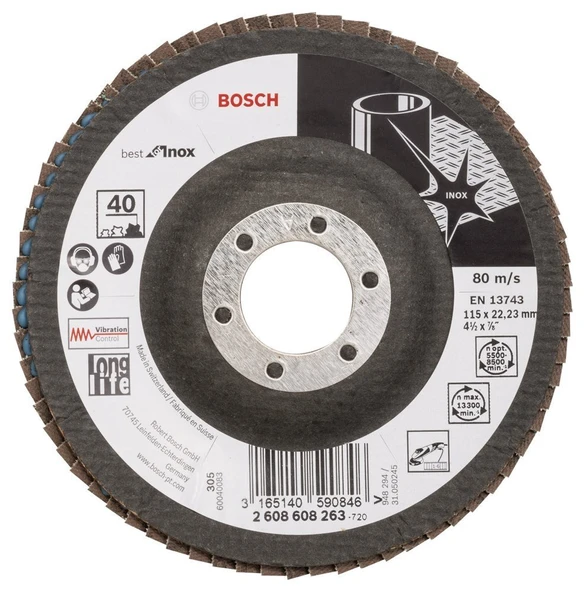 BOSCH BEST FOR INOX 115 mm 40 K FLAP DİSK ürün görseli 1